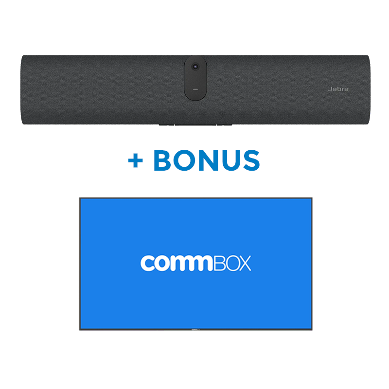Free CommBox 43" 4k UHD Meeting Room Display w/Jabra U30 Byod All in One Video Bar