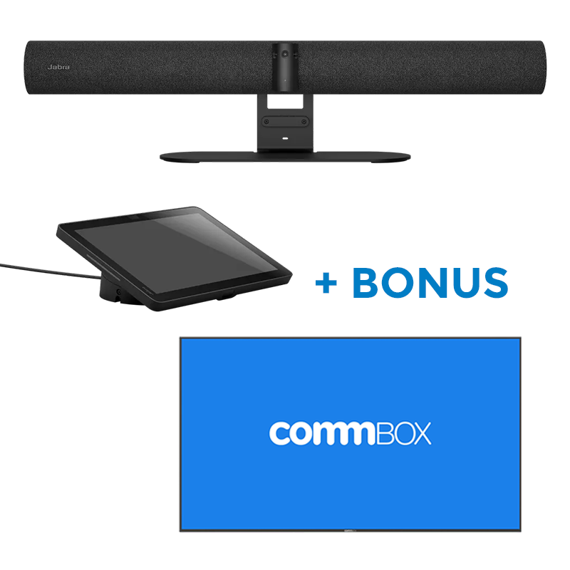 Free CommBox 75" 4k UHD Meeting Room Display w/Jabra P55 and 10" Touch Control