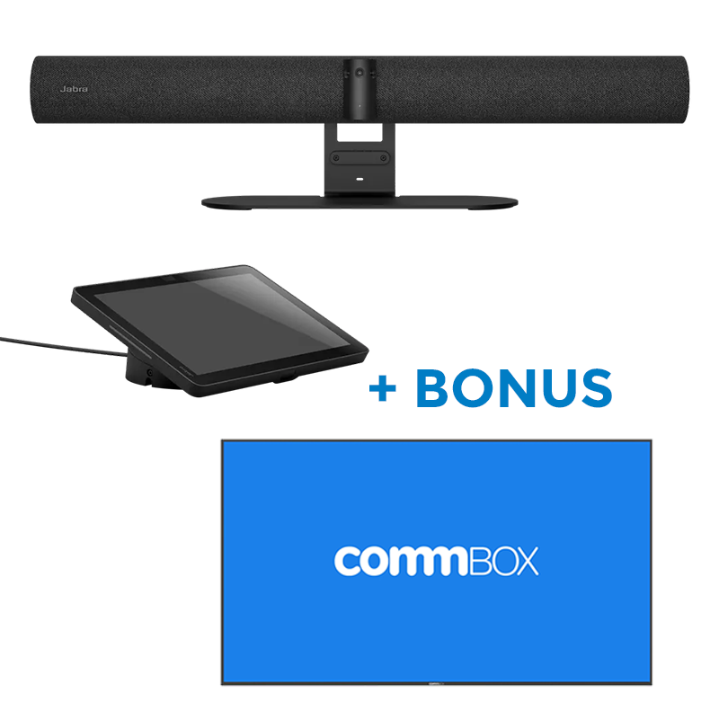Free Commbox 75" 4K UHD Meeting Room Display w/Jabra P55 Video Bar+Spk/Mic+Touch Control