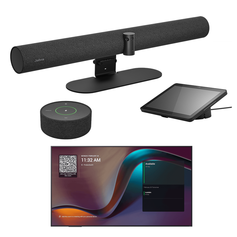 Jabra P55 Video Bar+10" Touch Control+Speaker/Mic+Yealink Md75 Display-large Room[8-14ppl]