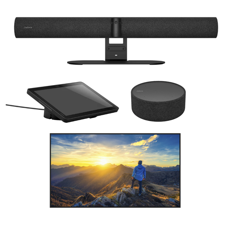 Jabra P55 Video Bar+10" Touch Control+Speaker/Mic+Sharp 75"PN-E759 Display-Large [8-14ppl]