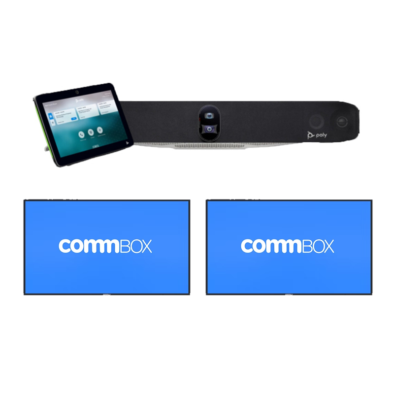 HP POLY BOARD ROOM - STUDIO X70 W/TC10 + 2X COMMBOX 75" DISPLAY, TV WALL MOUNT INCLUDED