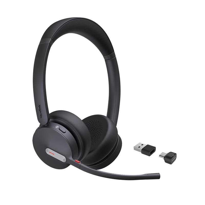 YEALINK WIRELESS (BH70) UC STEREO BLUETOOTH HEADSET BT51 DONGLE, BLACK, C TO A ADAPTER
