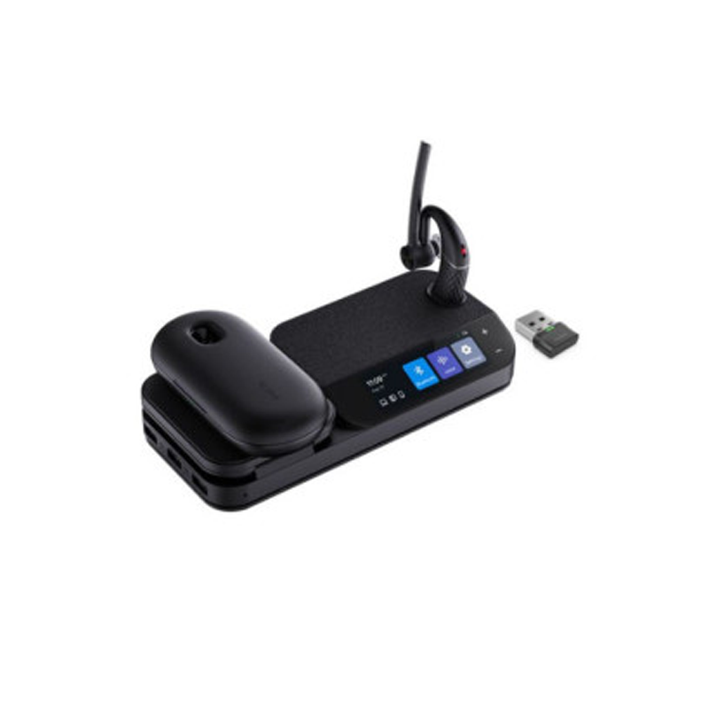 YEALINK BH71 BLUETOOTH MONO WIRELESS HEADSET IN BLACK WITH BT51 DONGLE, CHARGING CASE AND WORKSTATION PRO BH71-WS-PRO