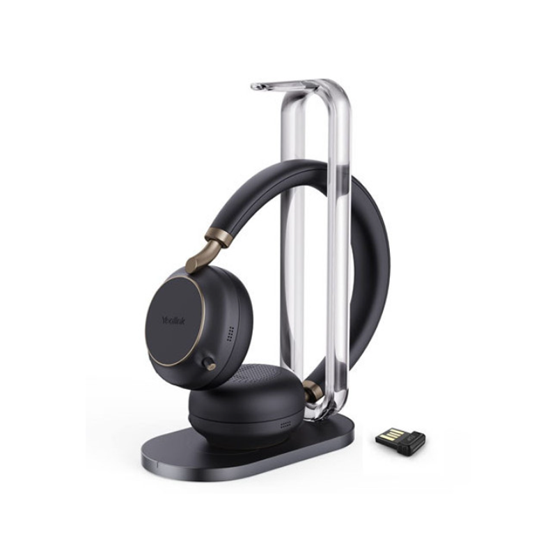 YEALINK WIRELESS (BH76) MS STEREO ANC HEADSET W/CHARGE STAND + BT51 USB-C DONGLE, BLK, USB-C