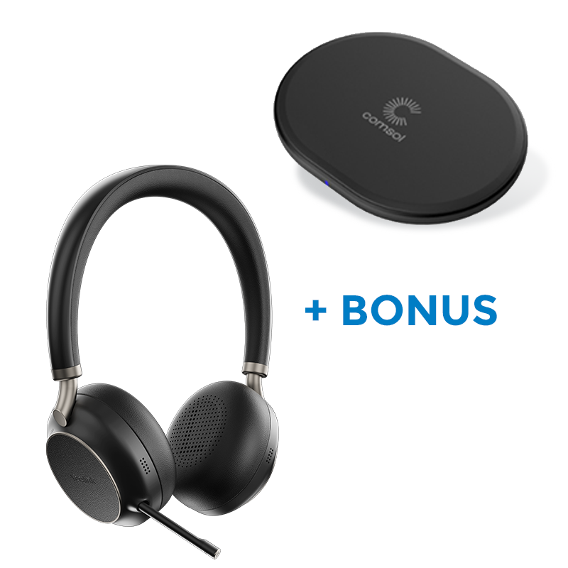 BONUS BLACK COMSOL QI CHARGER W/YEALINK (BH76) MS WIRELESS STEREO ANC HEADSET, BT51, USB-C