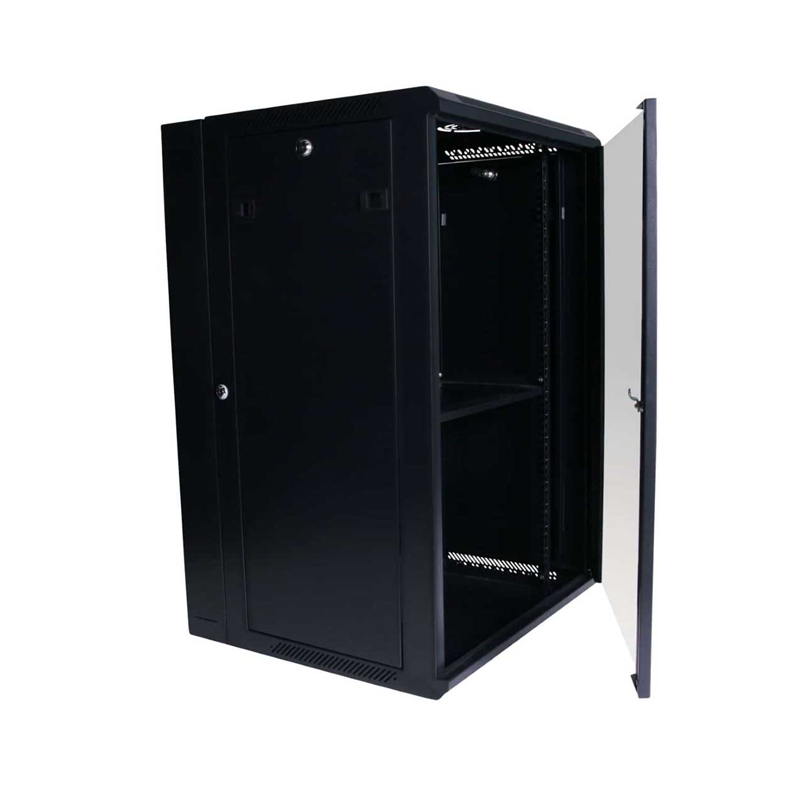 18RU 600 deep, Wall Mount Cabinet (black) 