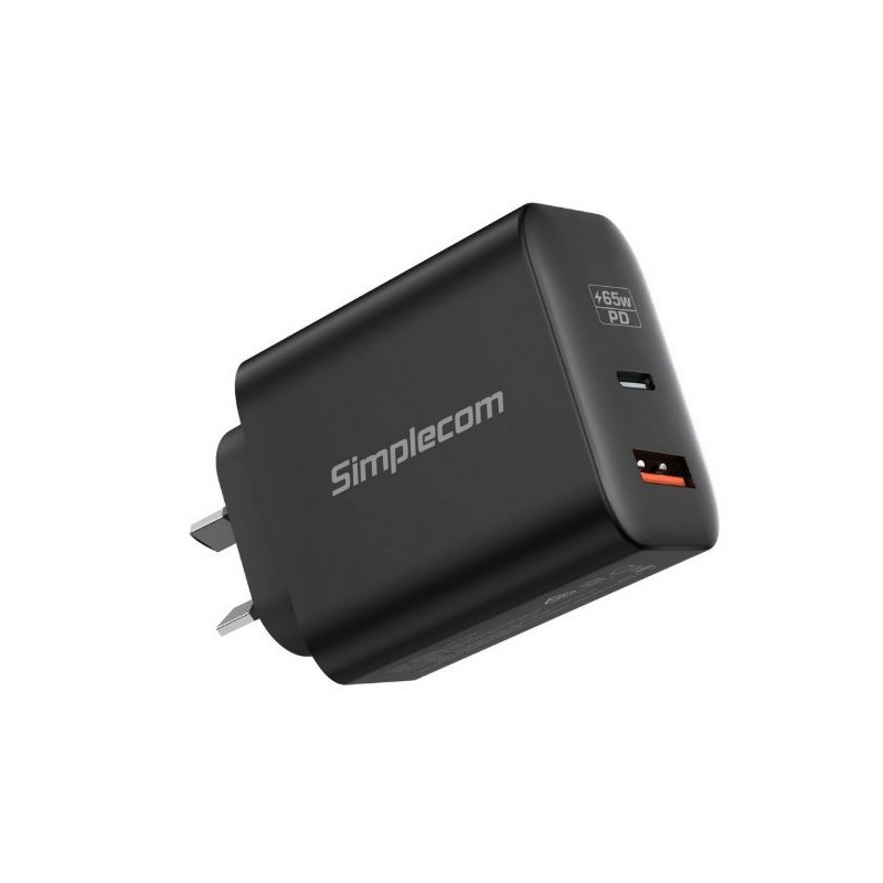Simplecom  Dual Port PD 65W  Fast Wall Charger USB-C + USB-A