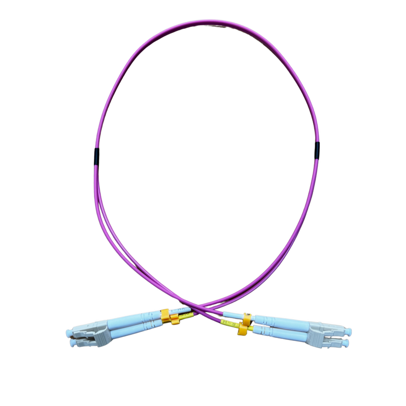 OM4 Multimode 0.5m Duplex Fibre patch lead -Erica Violet