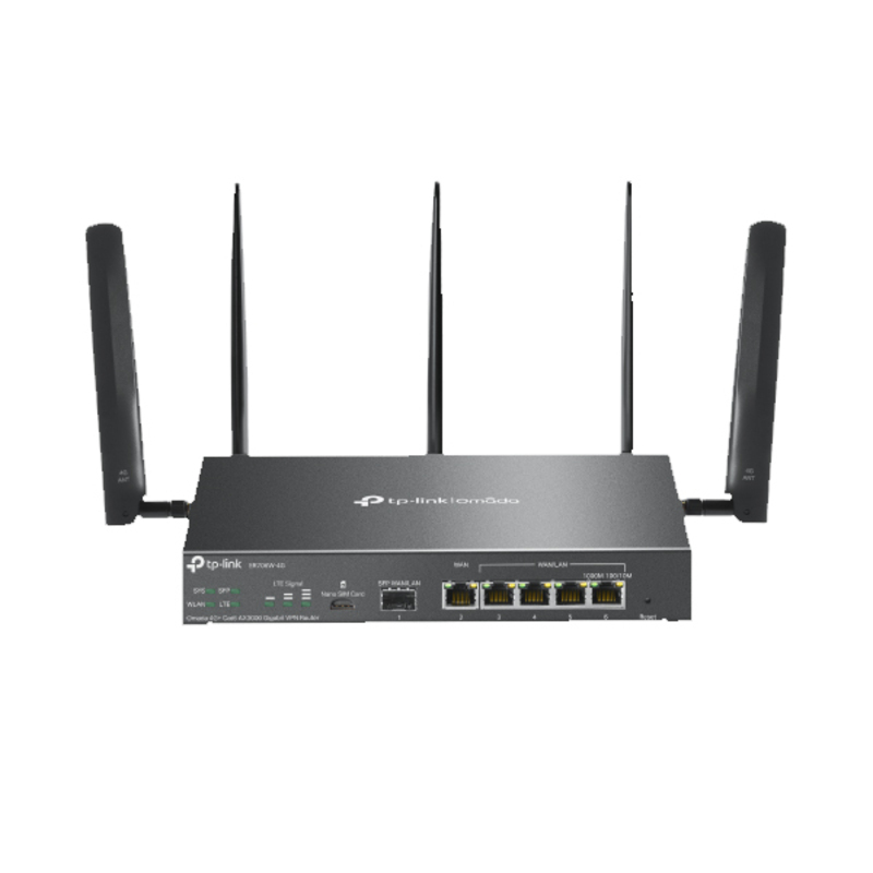 TP-LINK OMADA VPN ROUTER, GbE(6), WAN, GbE/WAN(4) OMADA 4G+, 5YR WTY