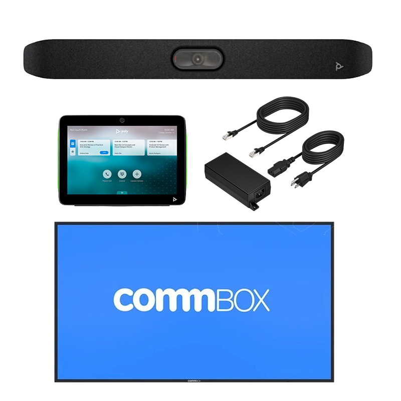 HP POLY EXPRESS ROOM INCL X32 BAR, TC10 ,POE,COMMBOX CBD55MIR, KARTER KWIKIT BRACKET