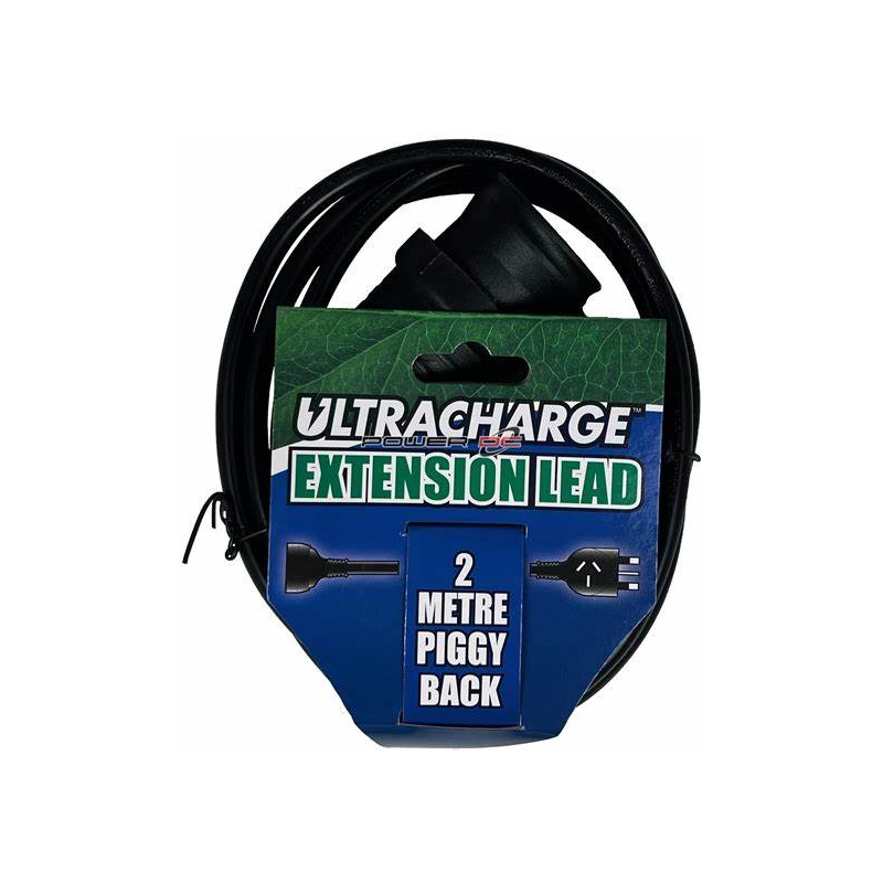 Ultracharge 2m piggyback extension lead (black)