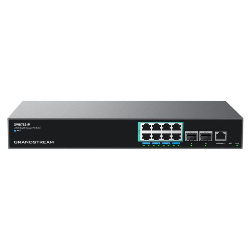 Grandstream GWN7821P Enterprise Layer 3 Managed Mul Ti-gig POE Switch 8 X 2.5 GIG E POE 2 X 10G SFP