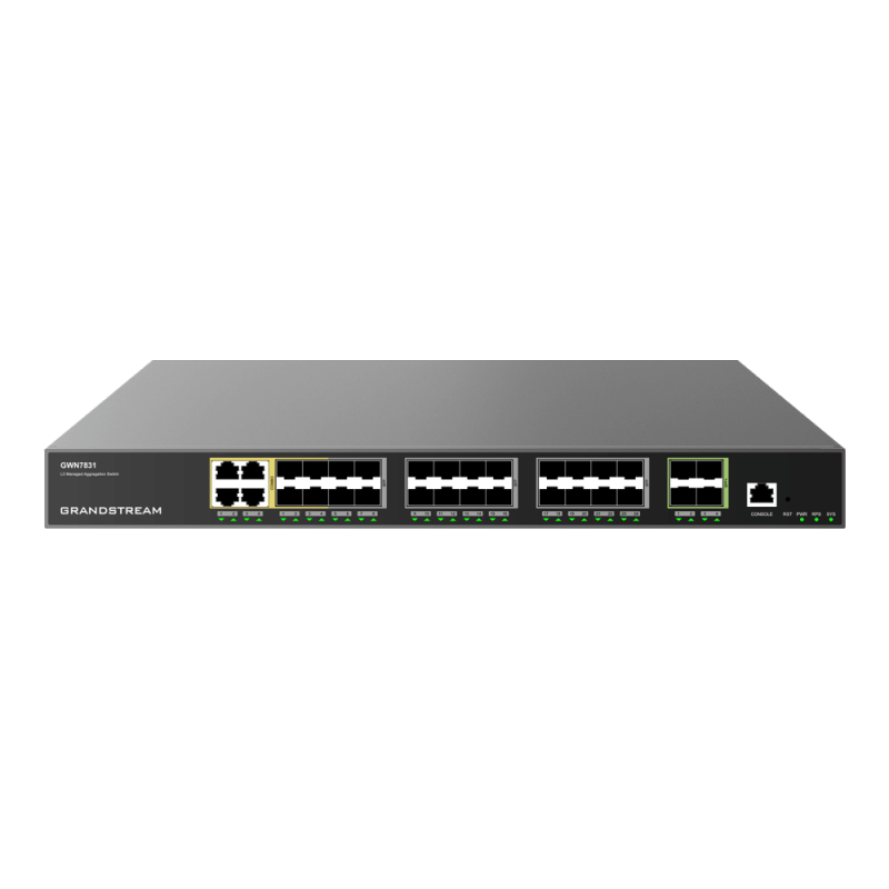 Grandstream GWN7831 Enterprise Layer 3 Managed Aggregation Switch 20 X SFP 4 X SFP/GIGE Combo 4 X SFP