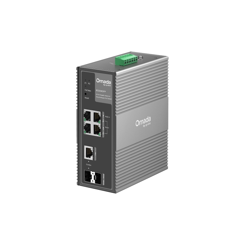 TP-LINK OMADA 6-PRT INDUST MANAGED GIGABIT SWITCH, POE+(3), POE++(1), SFP COMBO(2), 5YR
