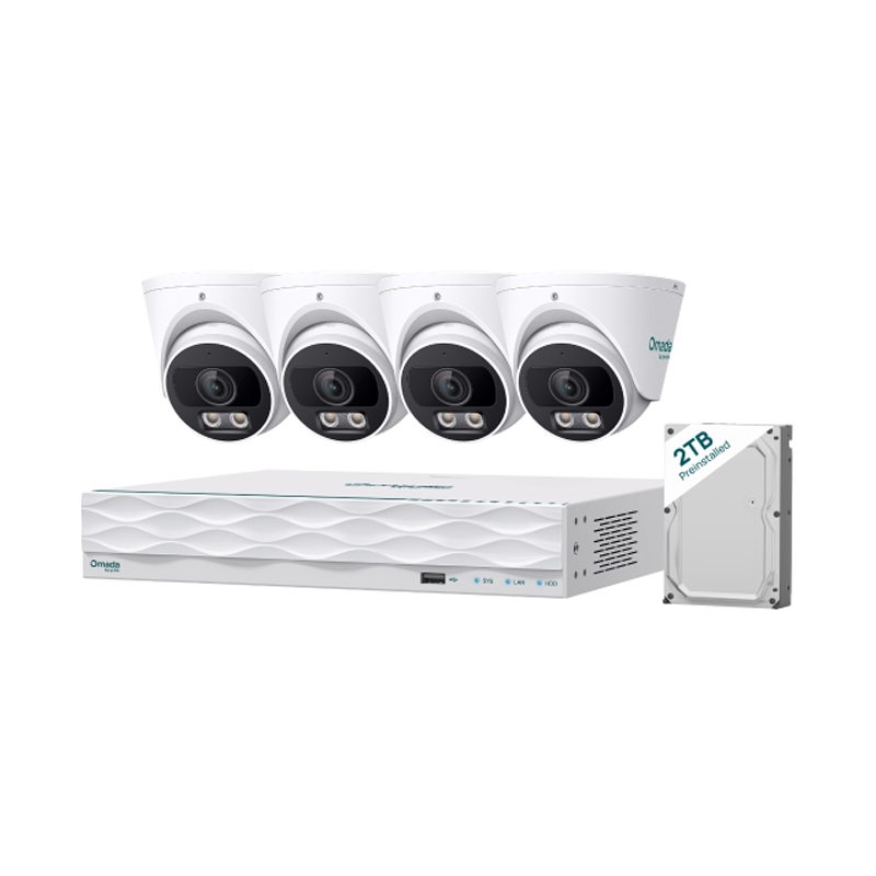 TP-Link Omada 5MP Turret NVR Camera Bundle - SATA (1/1) 2TB up to 16TB - 5MP PoE Camera (4) - 3y