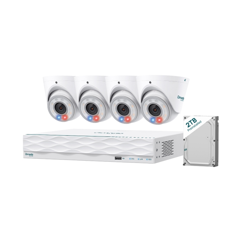 TP-Link Omada 8MP Turret NVR Camera Bundle - SATA (1/1) 2TB upto 16TB - 8MP PoE Camera (4) - 3y