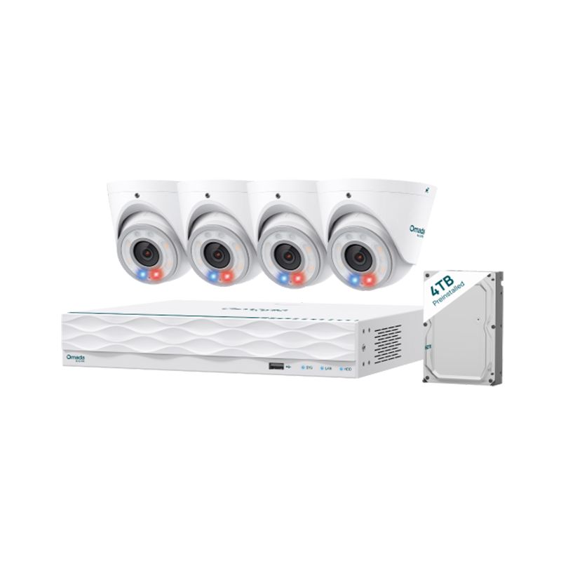 TP-Link Omada 8MP Turret NVR Camera Bundle - SATA (1/1) 4TB up to 16TB - 8MP PoE Camera (4) - 3y