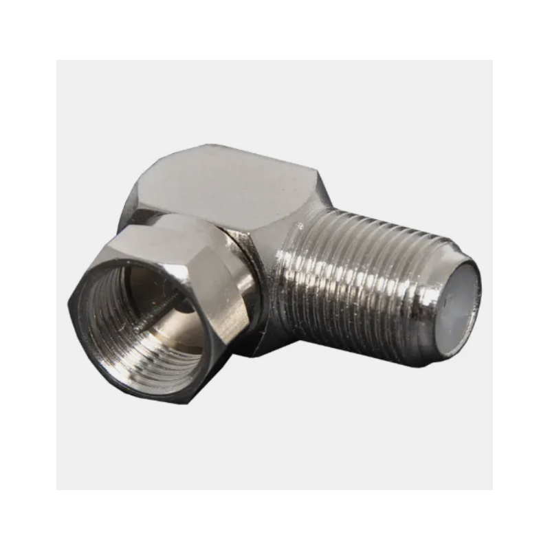 F Type Plug to F Type Socket 90 Deg. Adapter