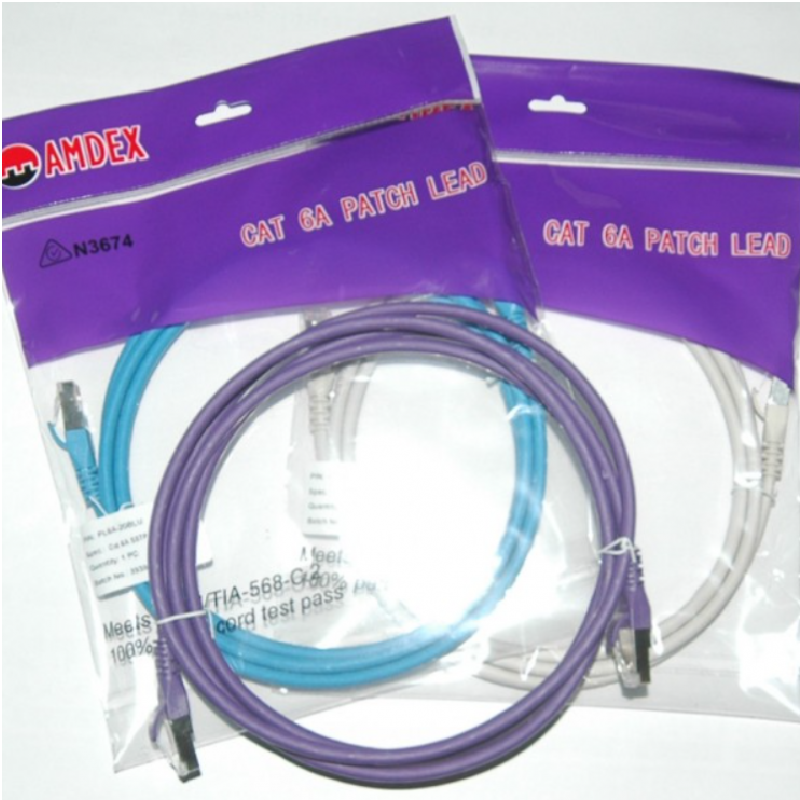 Cat-6A 0.5m SSTP LSZH Ethernet Patch Lead (Purple)