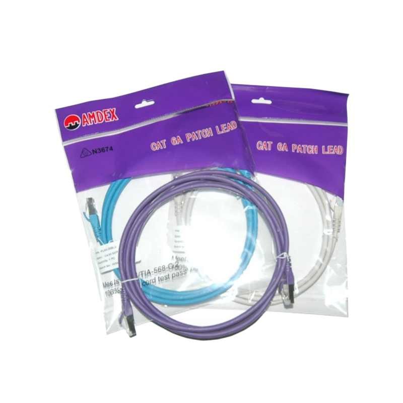 Cat-6A 5.0m SSTP LSZH Ethernet Patch Lead (Purple)
