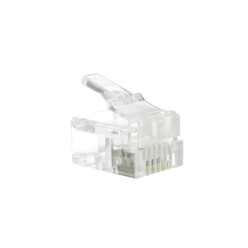 RJ12 6P4C MODULAR PLUG FLAT STRANDED (PACK OF 100)
