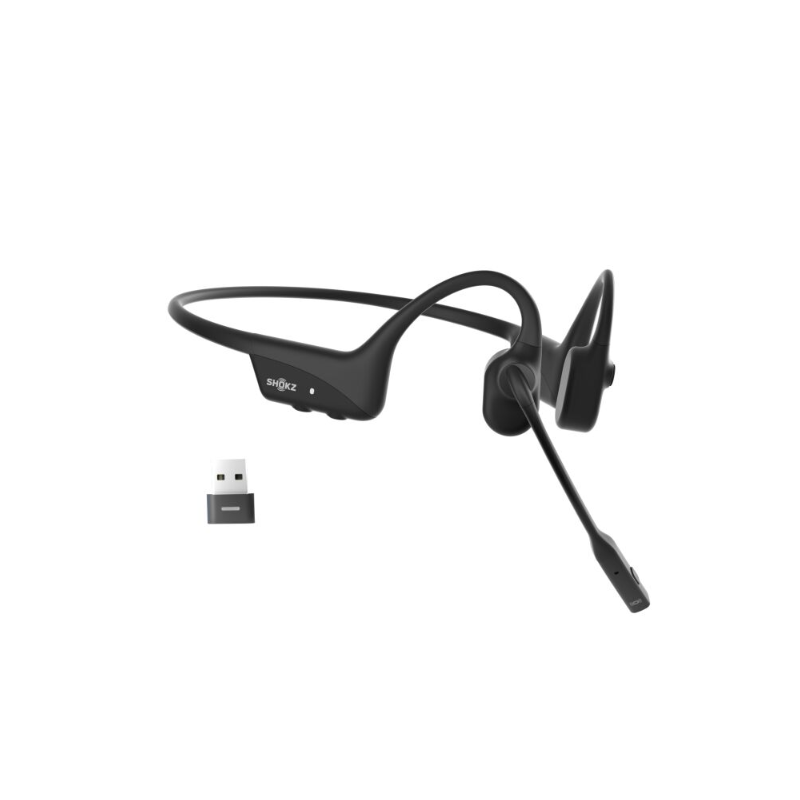 SHOKZ OpenComm 2 UC Stereo Bone Conduction Bluetooth Headset with Wireless USB-A Adapter