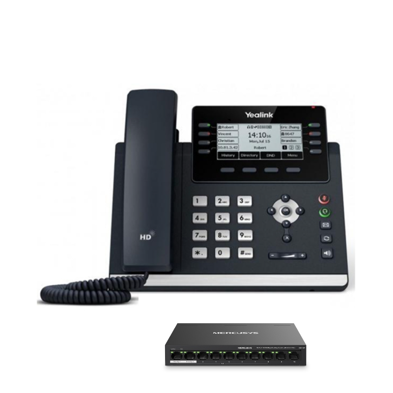 YEALINK SIP-T43U x5 BUNDLE BONUS TP LINK DESKTOP SWITCH 8 PORT POE+ 65W