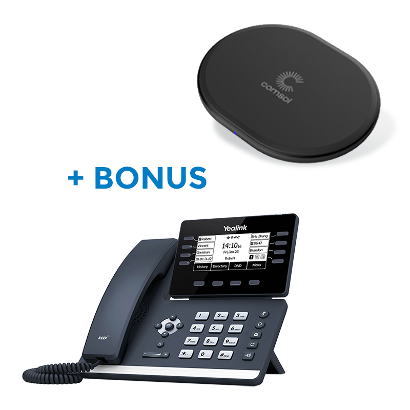 BONUS BLACK COMSOL QI CHARGER W/YEALINK (SIP-T53) 12 LINE IP PHONE WITH HANDSET
