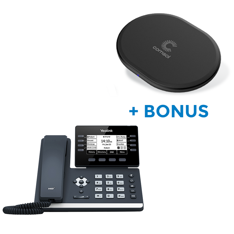 BONUS BLACK COMSOL QI CHARGER W/YEALINK (SIP-T53W) 12 LINE IP PHONE WITH HANDSET