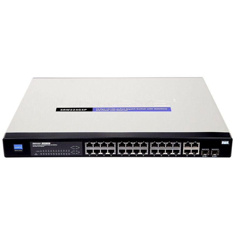 Linksys (Cisco) SRW224G4P 24 Port 10/100 + 4 Port Gigabit PoE Smart Switch - Used