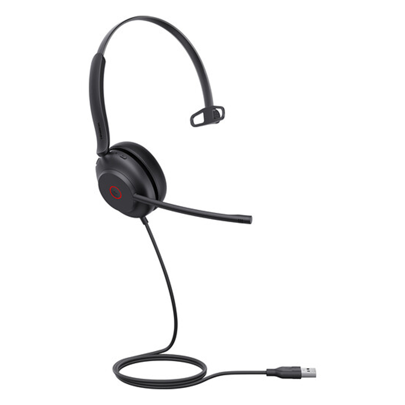 Yealink (UH35) Wired Headphone - Mono - MS Certified - Active Noise Cancelling Microphone - USB C + A Adapter - Project Base Only