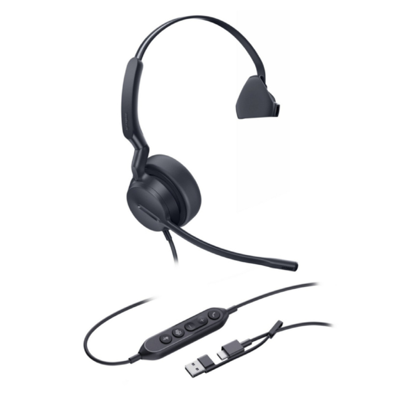 YEALINK WIRED (UH42) MS MONO HEADSET,LEATHER CUSHIONS,NOISE CANCELLING MIC,C TO A ADAPTER