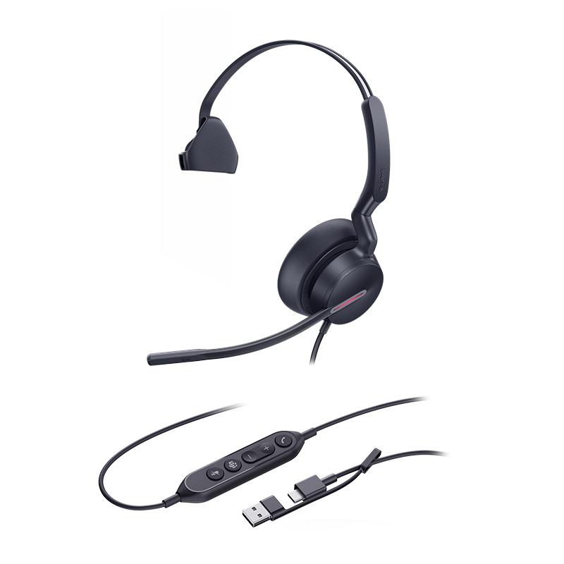 YEALINK WIRED (UH46) MS MONO HEADSET,NOISE CANCELLING MIC, USB C NATIVE, C TO A ADAPTER