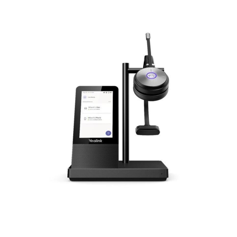 Yealink (WH66) Wireless DECT Headphones - Mono - MS Certified - 4" Touch Screen Base - Speakerphone -EX DEMO