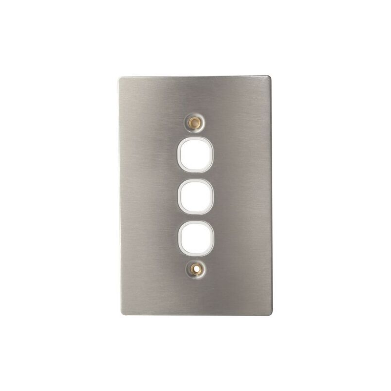 3 Gang Stainless Steel Wall Plate Clipsal Style Jacks